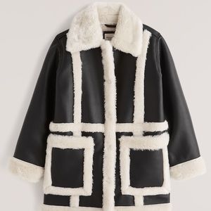 Vegan Leather Sherpa Jacket A&F